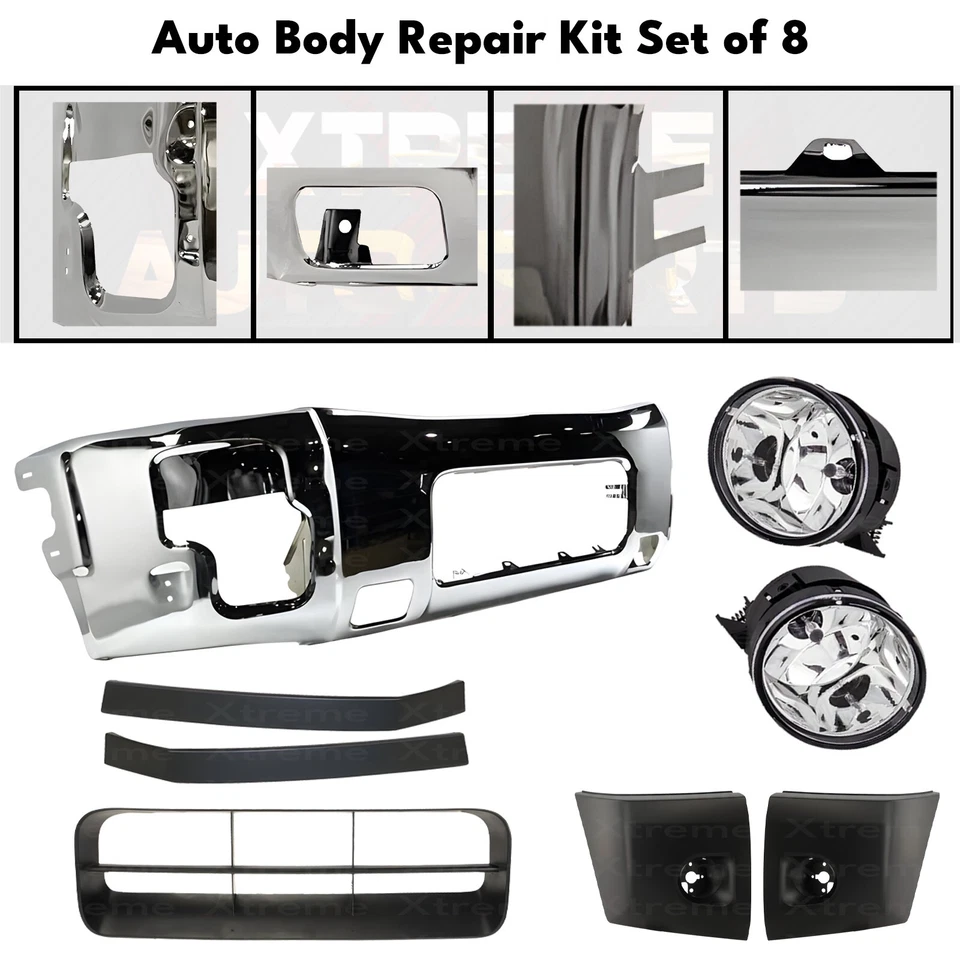 Front Bumper Face Bar Chrome Steel & Fog Lights Kit For 2004-2015 Nissan Titan - Image 2 of 4