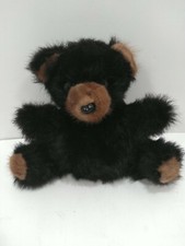 Vintage Black Mink Fur Teddy Bear Rare Bear Genuine Fur Stuffed Plush Toy 1982