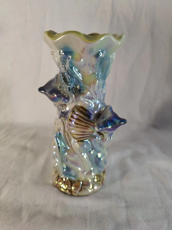 Lote De 3 Jarrones De Colección Lustre Bebé Delfín Océano Sirena Náutica Playa Tema Foto 2 de 4