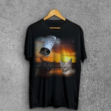 Three Cats Retro Graphic T-shirts, Vintage Cat Sunset Shirt, Cat Meme Tee, Gifts