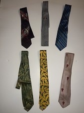 VINTAGE lot of 6 1940's - 1950's NECK TIES ROCKABILLY. REALLY NICE 