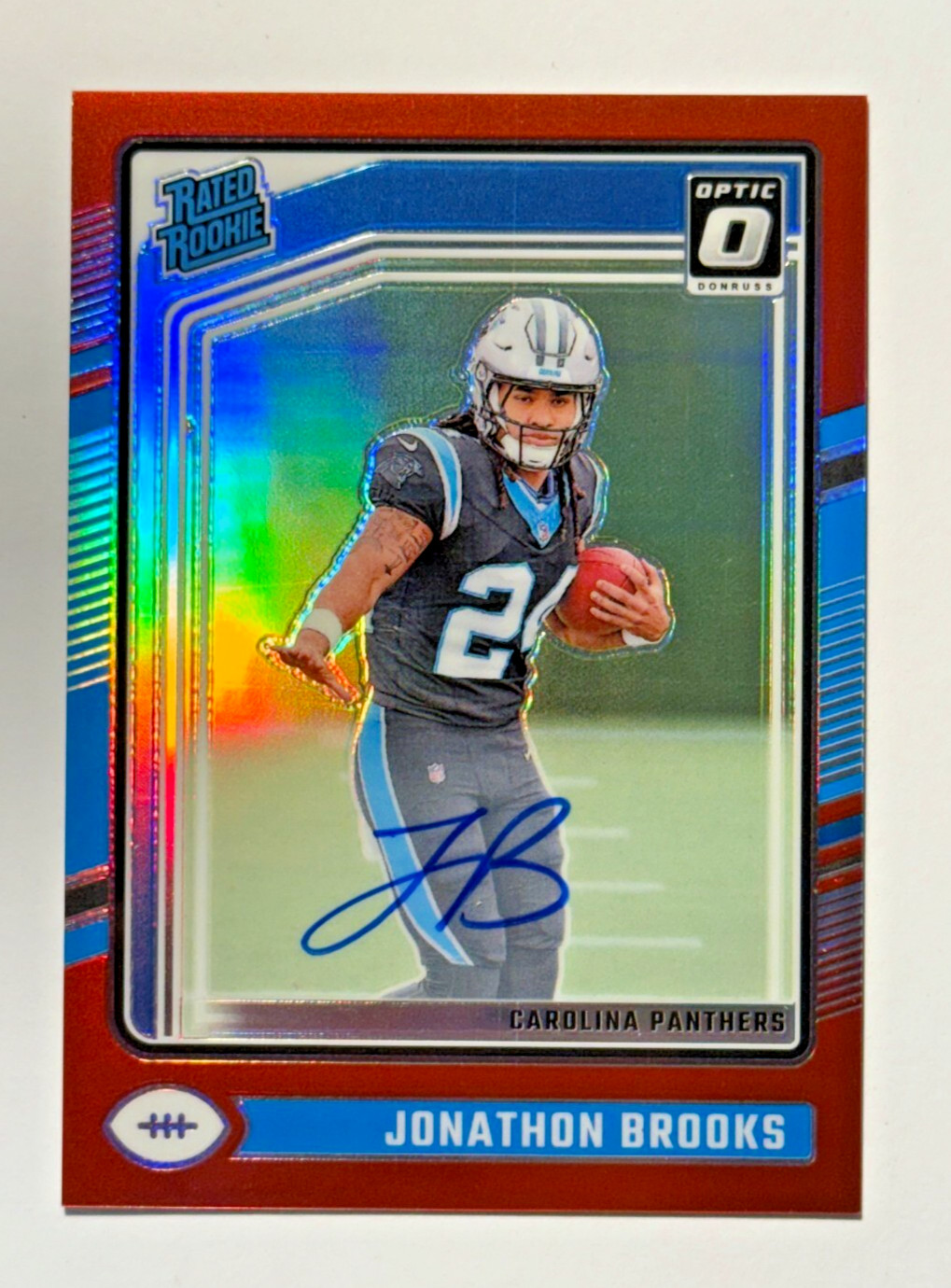 2024 Donruss Optic #258 JONATHON BROOKS RC Rated Rookie Auto /75 Red Prizm