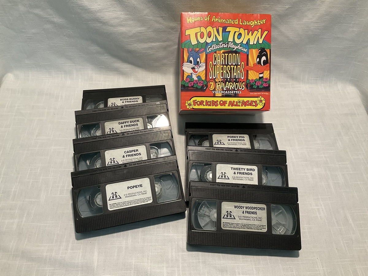 VTG 1992 Toon Town Collectors Playhouse 7 VHS + Bambi & Wakky