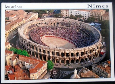 Aerial View of  les arenes , Arena of Nimes, Roman Amphitheatre, Nimes, France