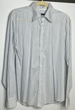 Theory Shirt Mens 16 34-35 Kenneth White Stripe Button Up Business Casual