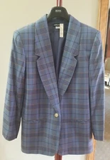 NWT Vintage Counterparts 90s Blue Plaid Oversized Womens Blazer Sz 12