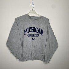 Gear For Sports Mens XL Grey/Blue Michigan Basketball Sweatshirt Pullover