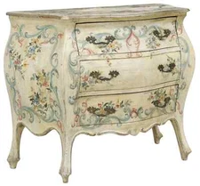 Bombe Commode, Venetian, Parcel Gilt,  Paint-decorated,  Vintage / Antique!