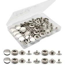 Leather Snap Fasteners Kit 15mm Metal Snaps for Clothes Bags and Jackets