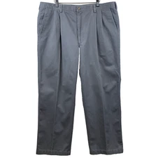 HAGGAR Black Label Chino Pants Men's Size 42 (41) x 30 (29) Gray Pleated Church