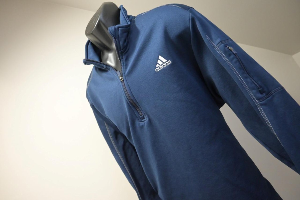 Adidas Track Soccer Jacket 1/4 Zip Blue Pullover Athletic