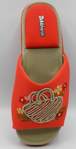 Ladies Scuff Slipper - DeValverde 178 Basket Summer - Coral & Marino & Indigo - Picture 9 of 22