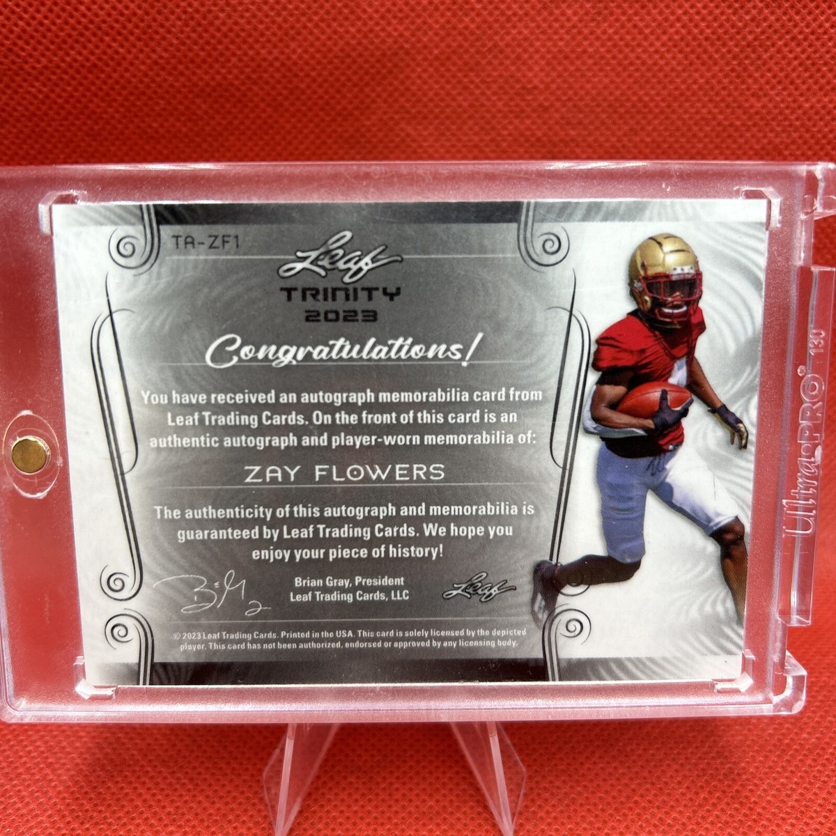 2023 Leaf Trinity Football Zay Flowers RPA Rookie Patch Auto
