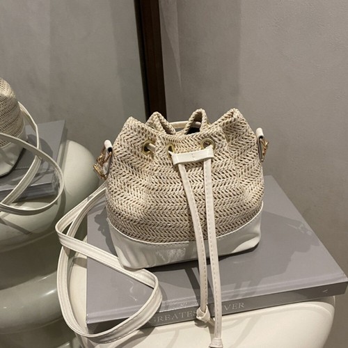 1pc Style Weave Straw Crossbody Bag Woven Drawstring Bucket Bag Girls GB - Picture 13 of 14