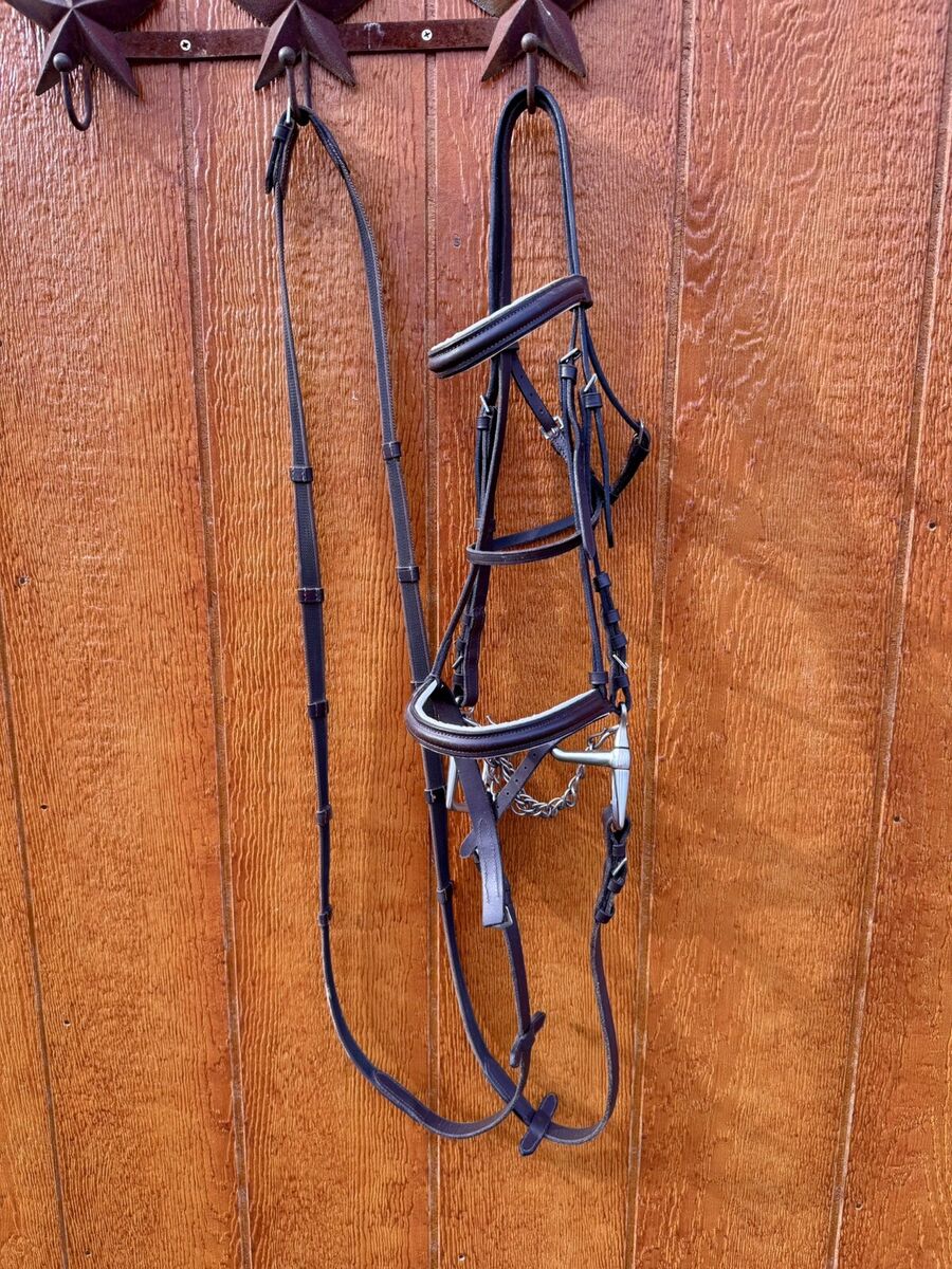 USED ENGLISH HORSE BRIDLE DARK BROWN HAVANA LEATHER USED ENGLISH HORSE BRIDLE DARK BROWN HAVANA LEATHER