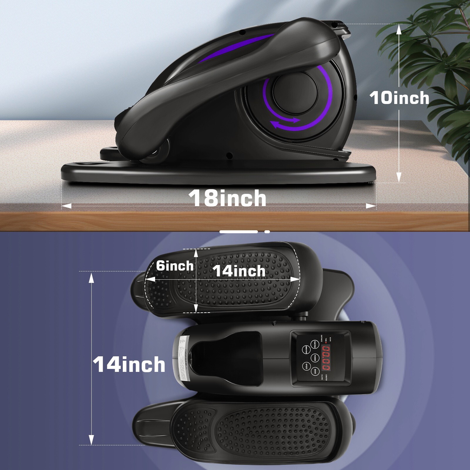 Under Desk Elliptical Machines Electric Pedal Bike Exerciser Trainer Portable🎁