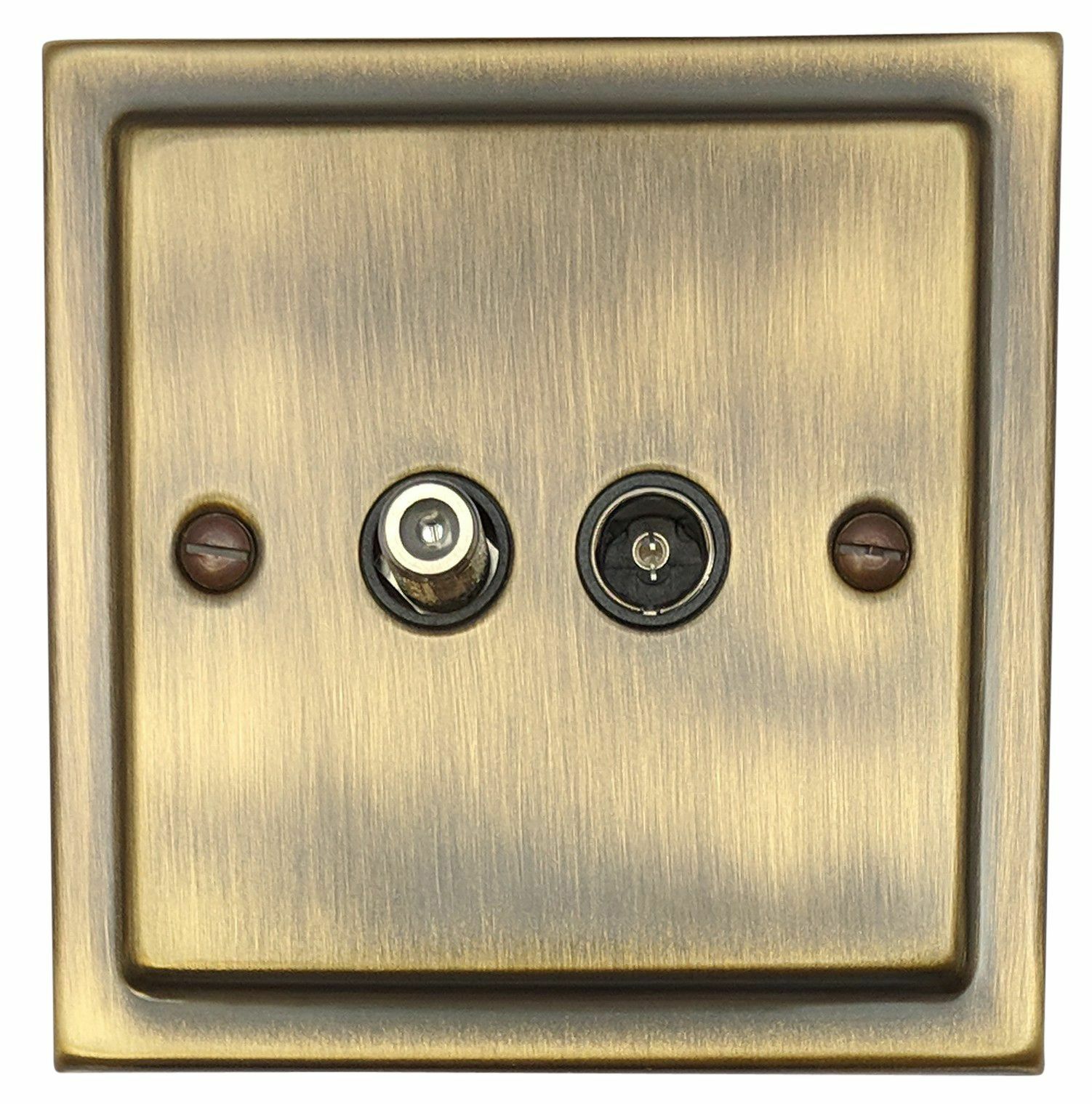 G&H TAB38B Trimline Plate Antique Brass 1 Gang TV Coax & Satellite Socket Point
