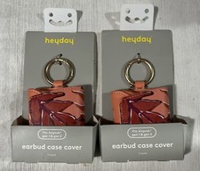 2-Pack Heyday Faux Leather Earbud Case Cover Fits Airpods Gen 1  Gen 2, Coral