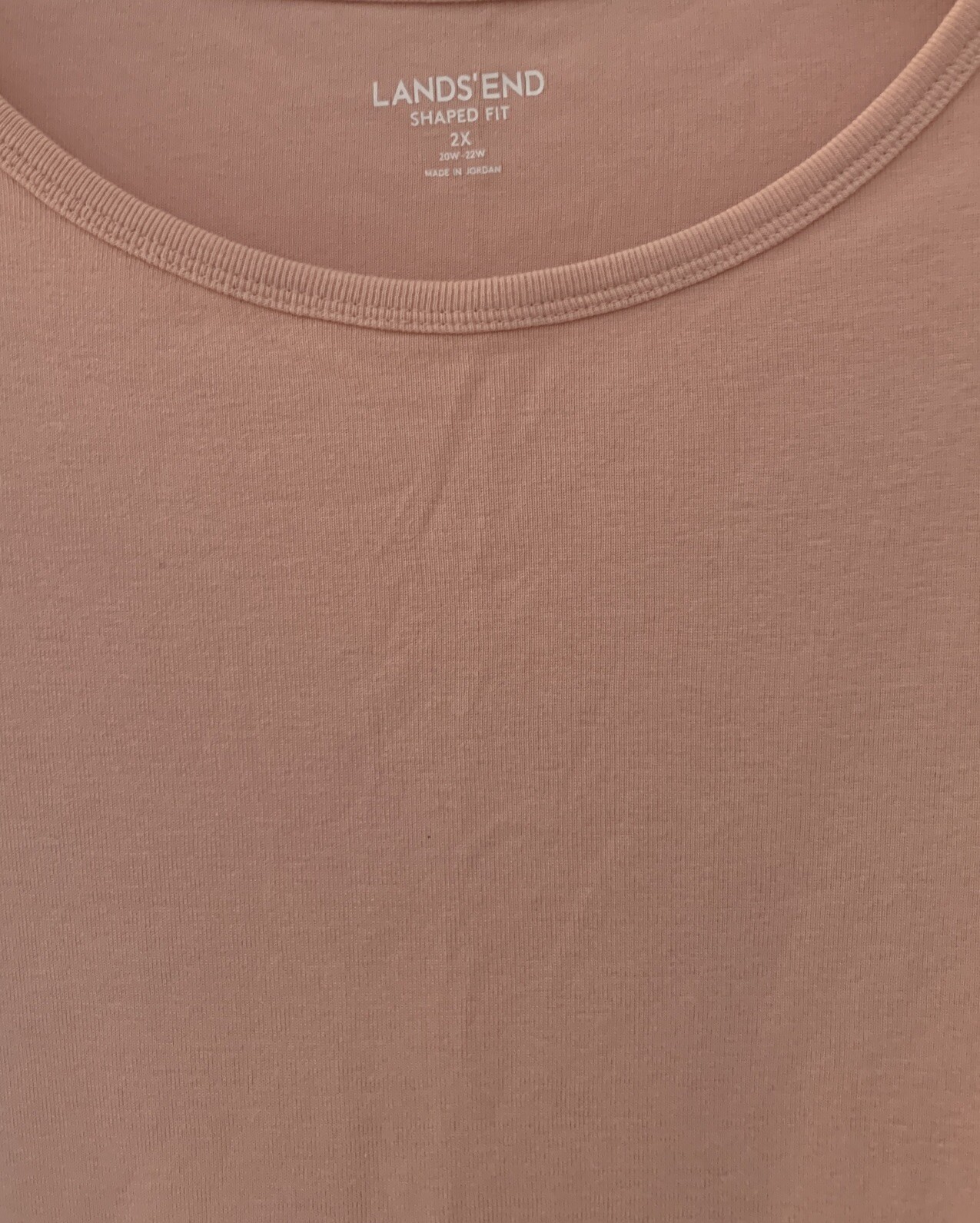 Lands End Womens Tee Shirt Shaped Fit Long Sleeve Casual Peach Plus