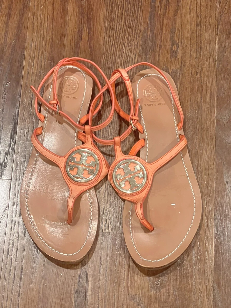 Tory Burch Miller Orange Ankle Strap Sandals Size 9.5
