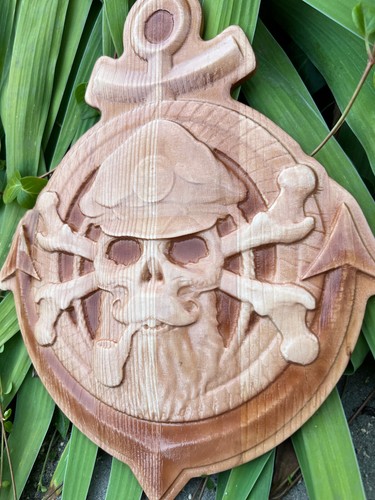 Black Captain Death Bearded Pirate Wood Carving Multicolor Picture Woodworking - Picture 21 of 24