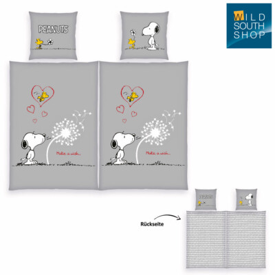 Peanuts Partnerbettwäsche Snoopy 80x80 + 135x200cm Doppelpack, Baumwolle mit RV