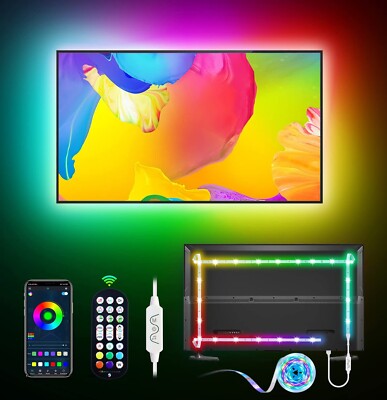LED Lights for TV LED Blacklight 32''-70'' USB RGB LED Strip Remote & App Control 