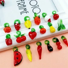 100pcs Fruit &Vegetables Handmade Lampwork Beads Pendants Dangle Charms Craf