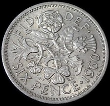 UK 6 Pence 1960 Elizabeth II Sixpence Coin WCA MB1960