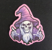 Colorful Skeleton Witch Halloween Sticker 2" x 1.75" S 