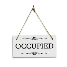 Occupied 5" x 10" Hanging Wall or Door Sign | Rustic Twine
