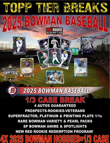DETROIT TIGERS 2025 BOWMAN BASEBALL 4X HOBBY BOX 1/3 CASE BREAK #4076