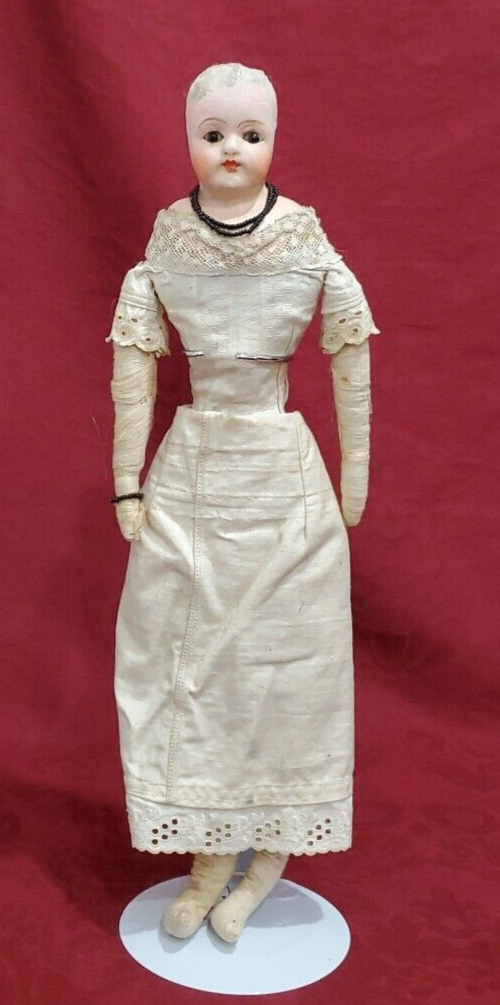 16.5" Antique German Composition Doll with Glass Eyes on Cloth Body eBay