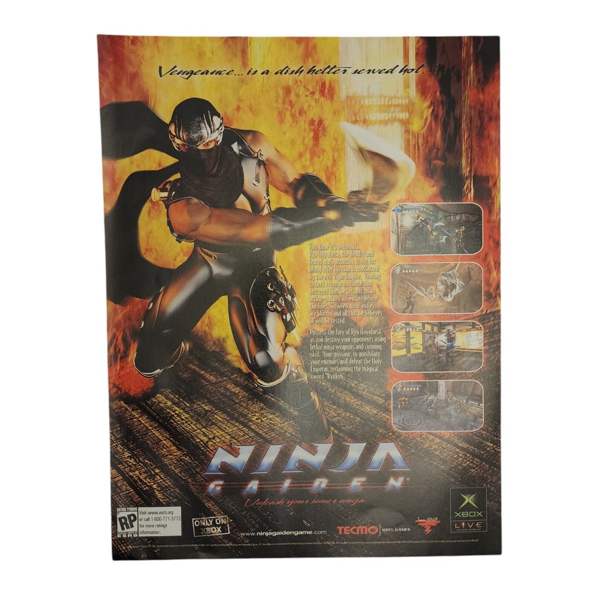 NINJA GAIDEN 店頭ポスター Ninja Gaiden Xbox Vintage Video Game Print Ad/Poster Official