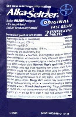 Alka-Seltzer Original Flavor (50 Packets Of 2 Tablets)