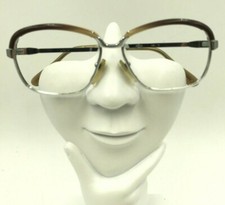 Vintage Lamy Aline Brown Silver Metal Oval Sunglasses Eyeglasses Frames
