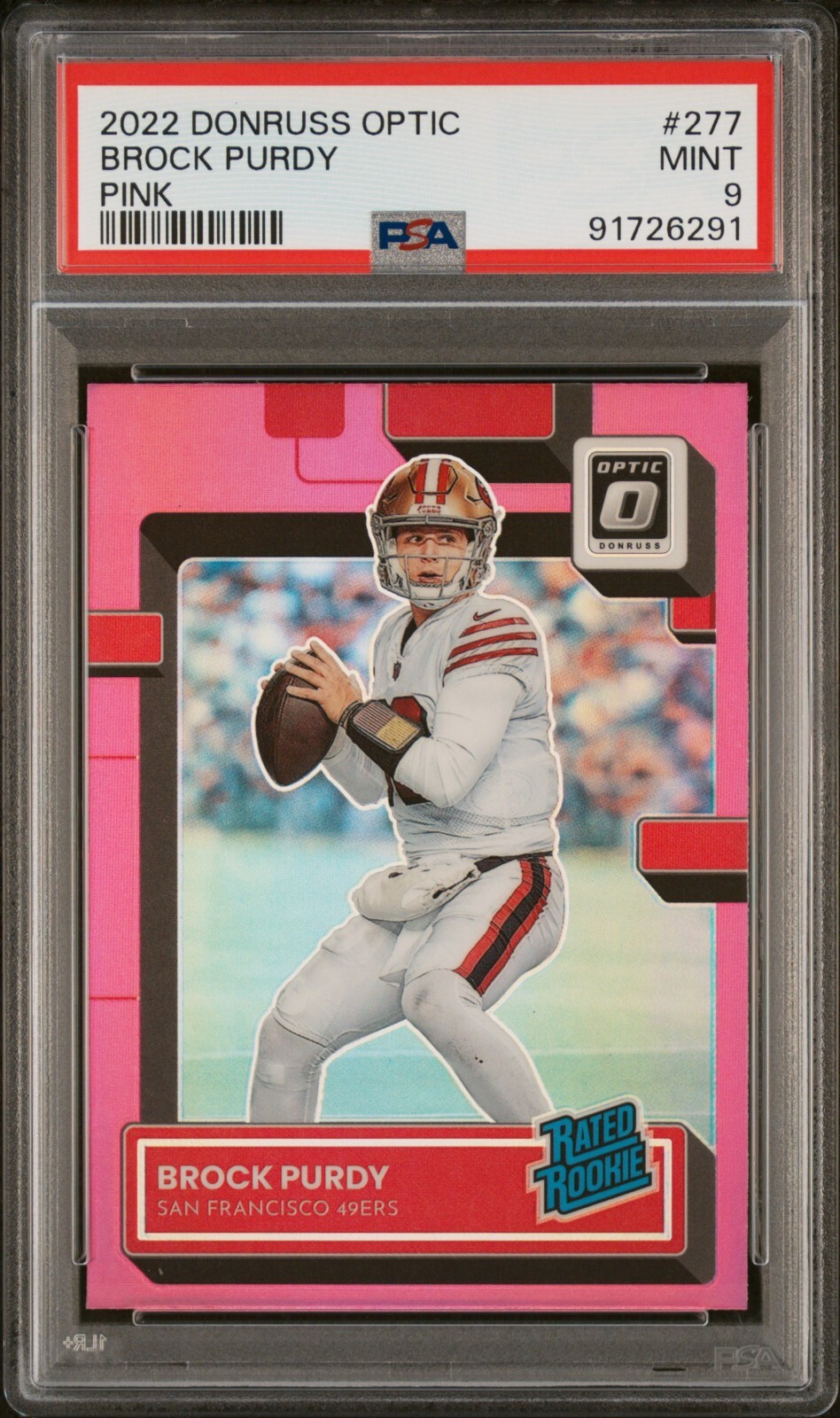 2022 Panini Donruss Optic PINK Brock Purdy #277 Rookie RC 49ers PSA 9 MINT