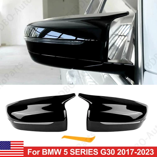 FOR 17-23 BMW G30 G31 G11 G12 M Style Gloss Black Add-on Side Mirror Cover Caps