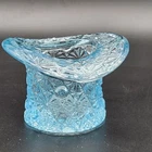 Fenton Vintage Light Blue Daisy & Button Glass Top Hat Figurine Pressed