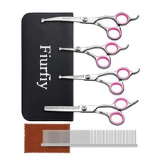 Fiurfiy Furry Professional Pet Grooming Scissors with Safety Round Heads Pink