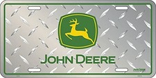John Deere Silver License Plate With Green Logo