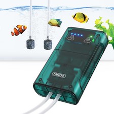 3W Rechargeable Battery Aquarium Air Pump Dual Outlet Fish Tank Aerator 120 G