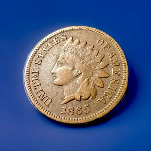 1865 Indian Head Cent Penny Full Liberty Post Civil War Coin, Key Date