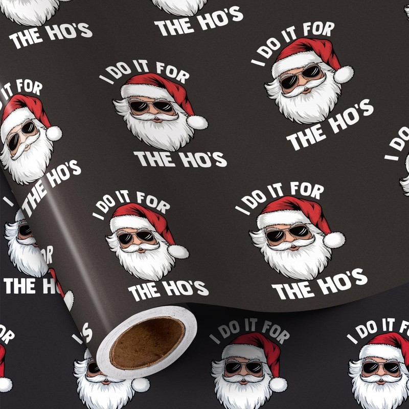 RUSPEPA Funny Christmas Wrapping Paper Roll 17 in X 16.4 Ft, Cool Santa Claus