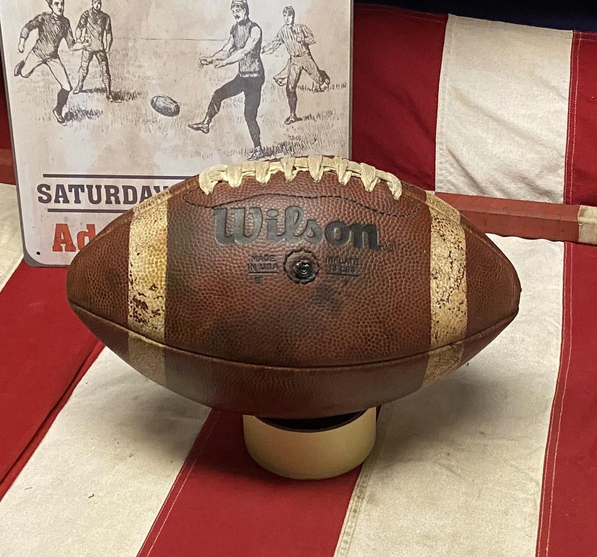 70年代 USA製 HARVARD69 フットボールT REAL MOON Vintage 1970s Wilson Leather TDY Football Official Youth League