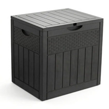 Coffre de Jardin étanche 126L Rangement Extérieur Polyrotin Noir 56x43x53cm