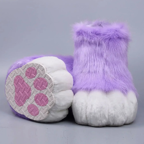 Cat Paws Shoes Cartoon Plush Furry Cosplay Kig Costume Cats Feet Nail Claws Shoe - Picture 36 of 46