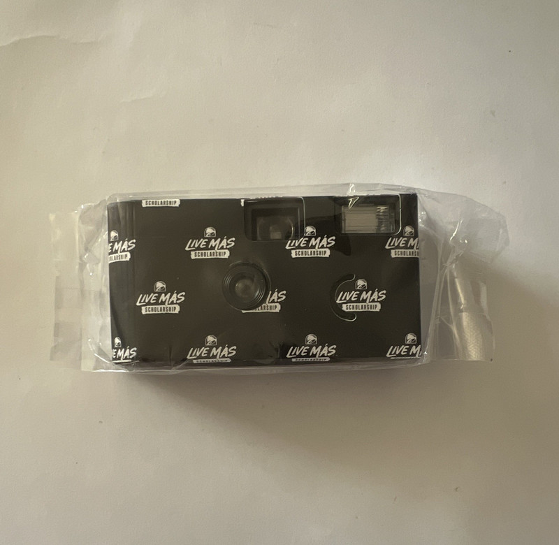 Rare collectible Taco Bell Live Mas Scholarship disposable Camera - Black White