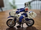 Vintage 1997 Bandai Power Rangers Turbo Blue Centurion with Bike