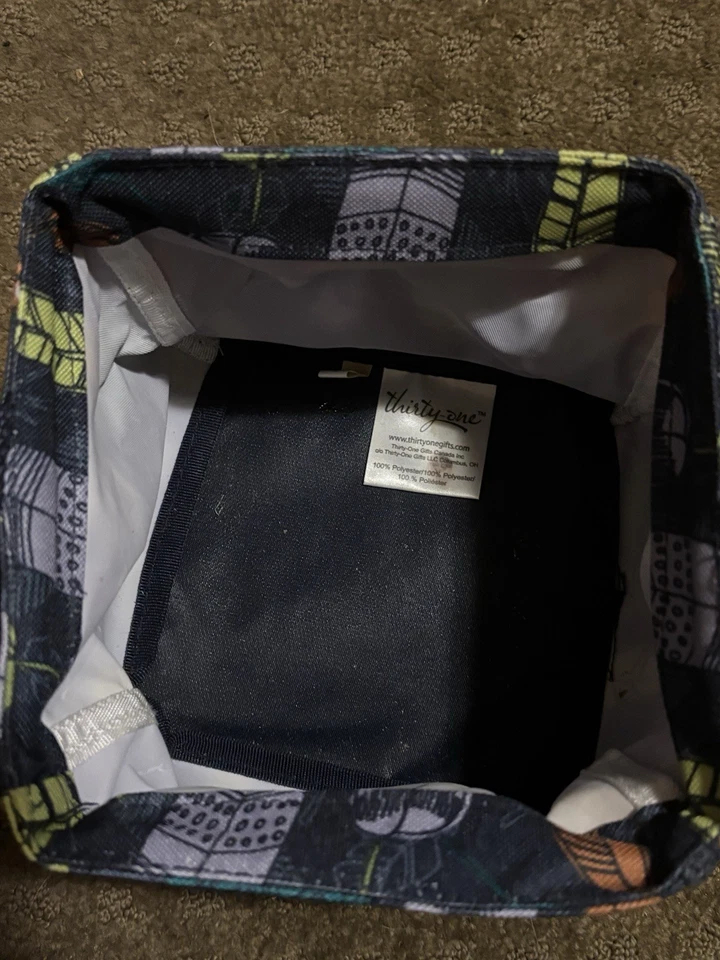 Thirty One Navy Blue Falling Feathers Carry All Caddy Small Mini Tote - Image 3 of 4